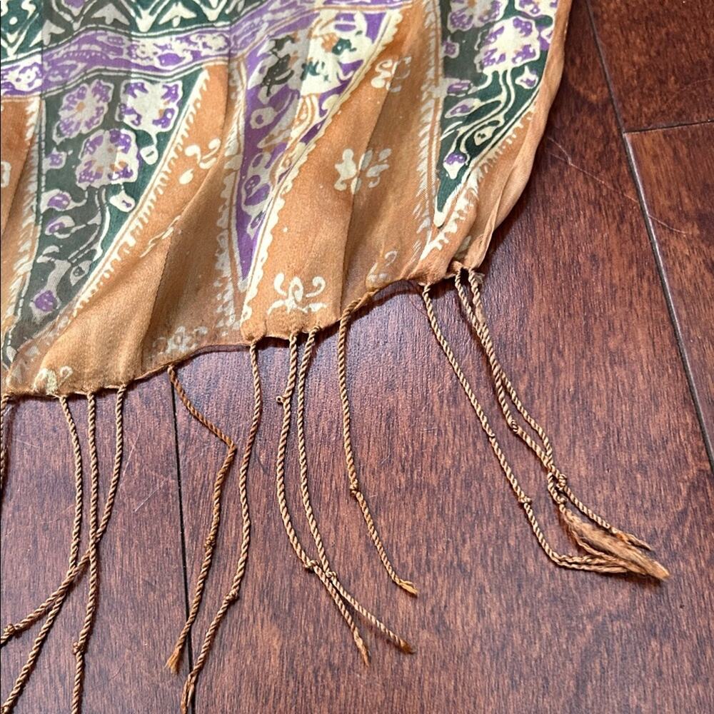 Oversized Bohemian Multicolor Patterned Silky Scarf - Picture 12 of 15